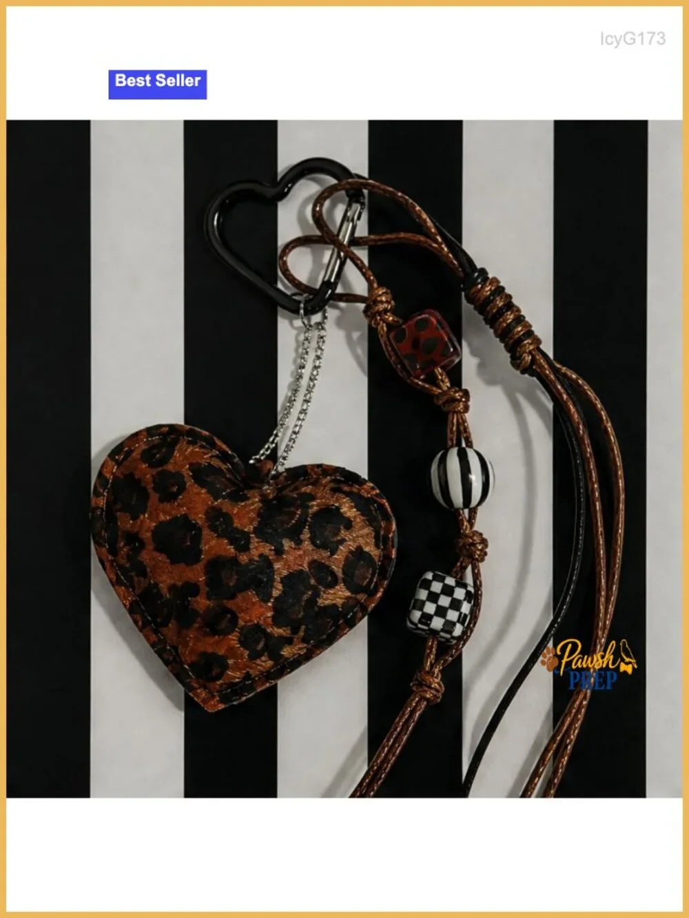 Leopard Print Plush Bag Charm Keychain, Chunky Y2K Rope Cheetah Purse Decor